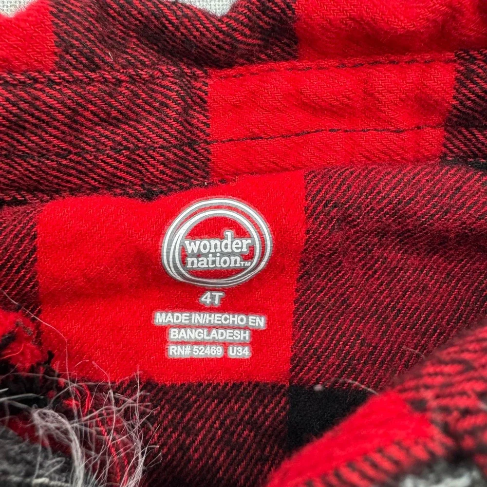 Wonder Nation Cat & Jack Werewolf Costume Kids 4T 2T Red Plaid Faux Fur Wolf Set